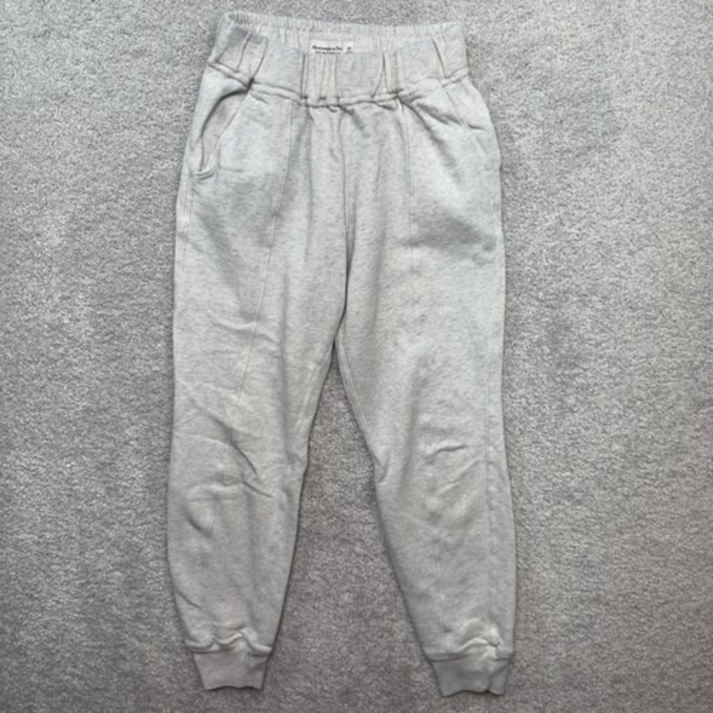 Abercrombie & Fitch Soft A&F Joggers Women Size XS Gray Seamed Fleece Sweatpants